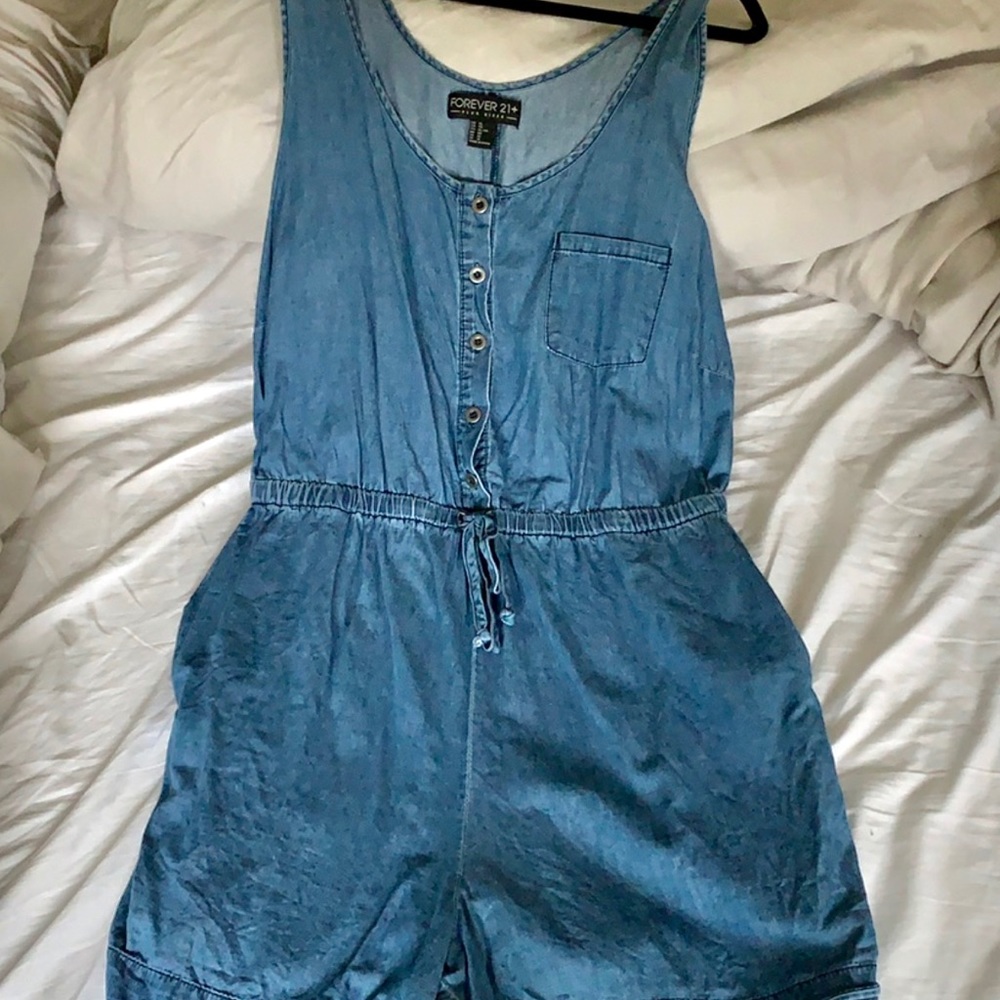 Forever 21 Denim/Chambray Romper